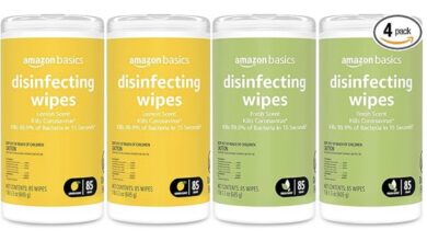 Amazon Basics Wipes, Lemon & Fresh Scent, Sanitizes/Cleans/Deodorizes, 340 Count
