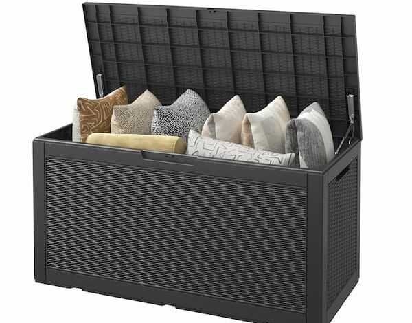 Bifanuo 100 Gallon Deck Box Lockable Resin Outdoor Storage Box deal